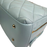 Chanel Light Blue Quilted Lambskin Top Handle Vanity Case 2019