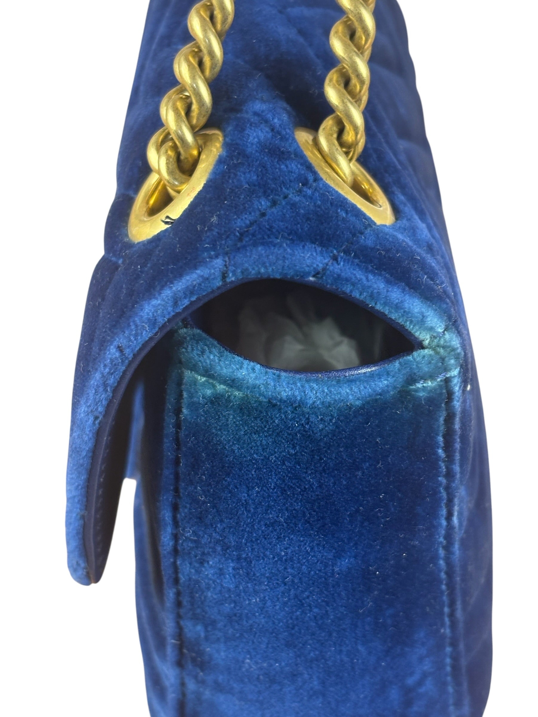 Gucci GG Blue Velvet Marmont Shoulder Bag