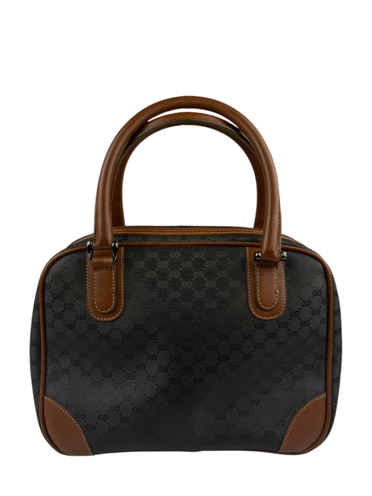 Gucci Vintage Micro GG Black/Brown Supreme Satchel Hand Bag