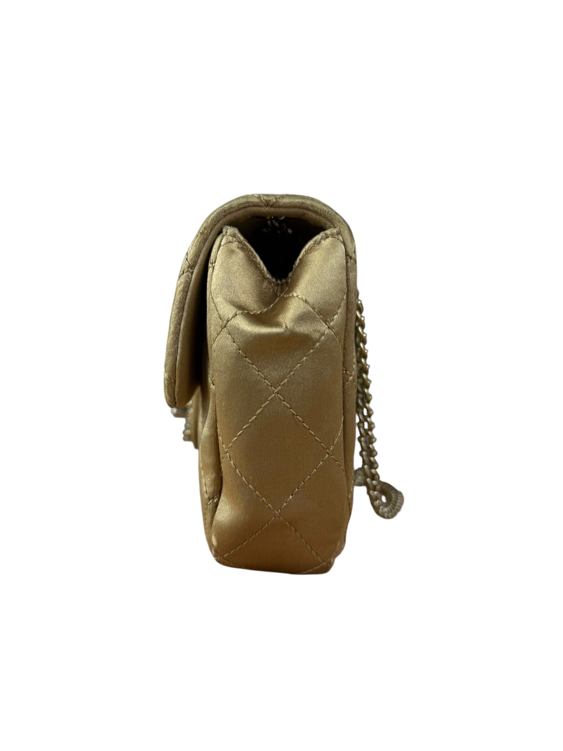 Chanel CC Limited Edition Gold Satin Quilted Flap Bag 2008