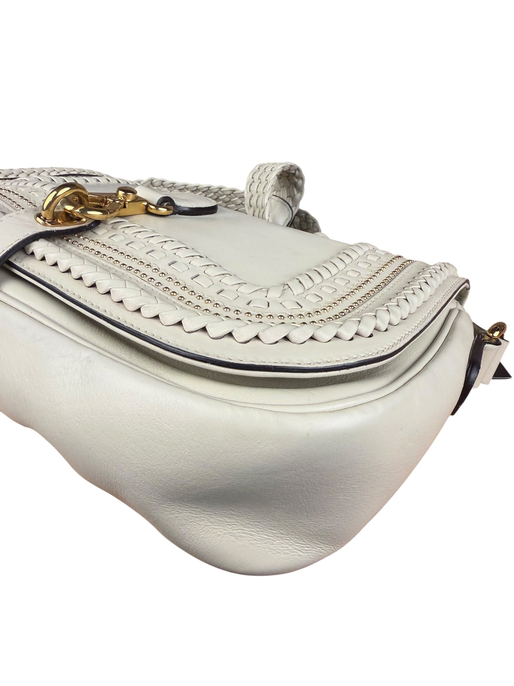 Gucci Limited Edition White Leather Marrakech Satchel Shoulder Bag