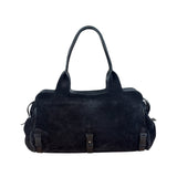 Salvatore Ferragamo Black Rabbit Fur Leather Trim Shoulder Bag