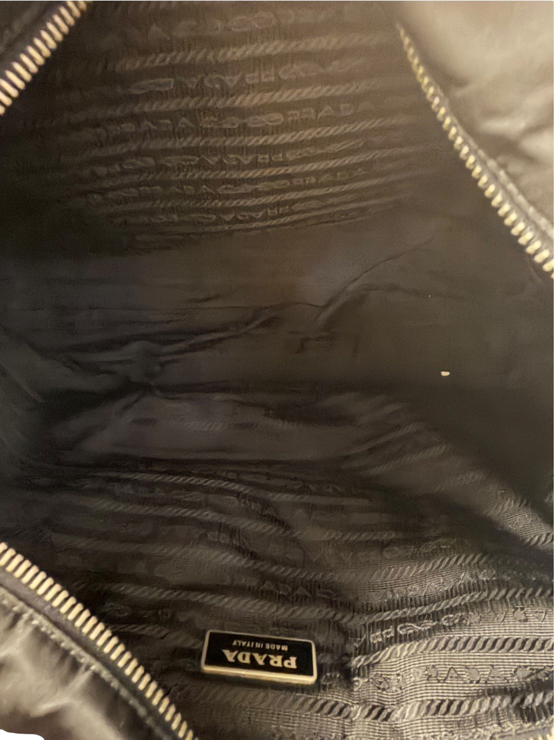 Prada Black Tessuto Nylon Leather Trim Tote Bag