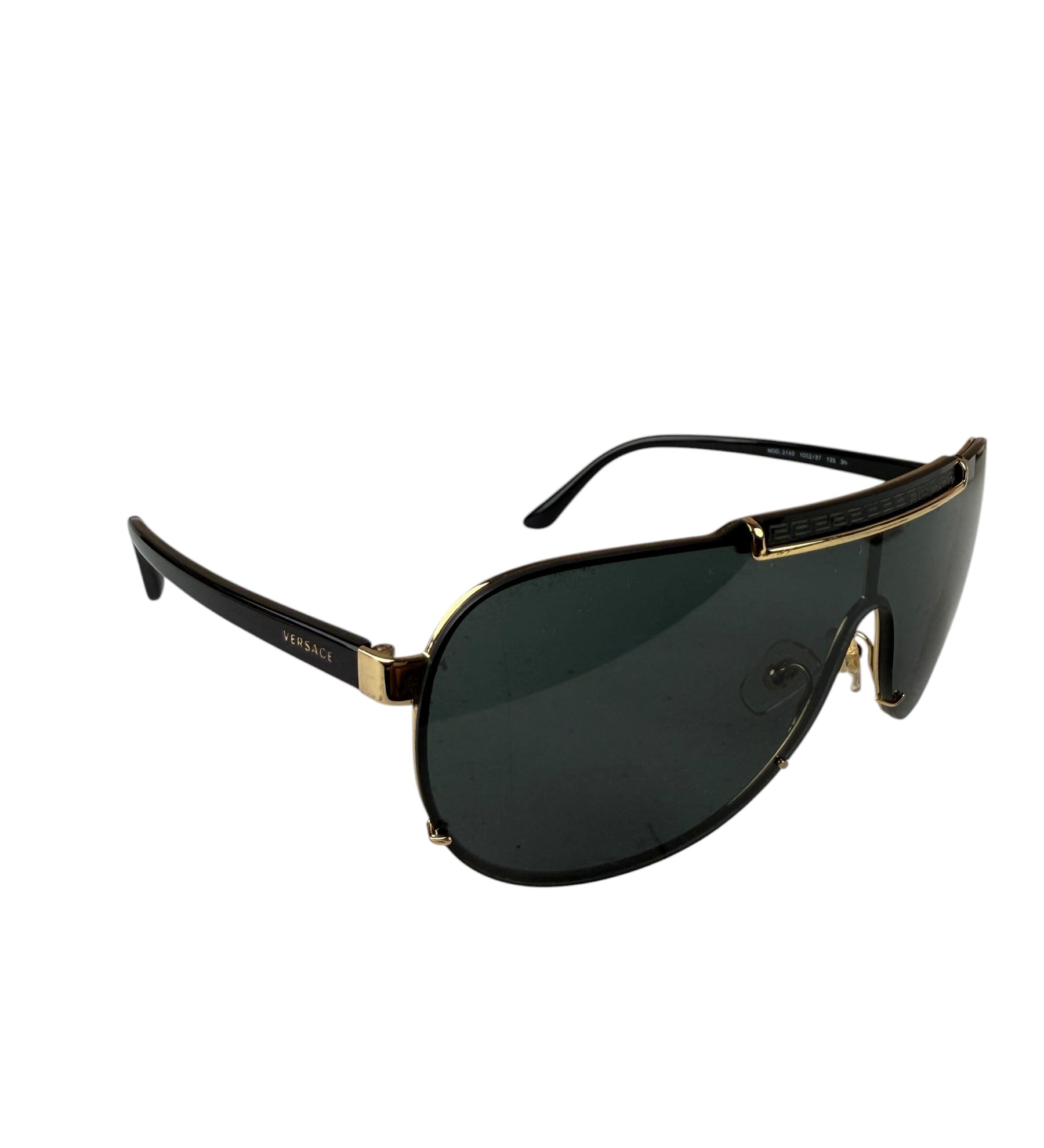Versace VE2140 Striking Gold Greca Pattern On Top Bar Sunglasses