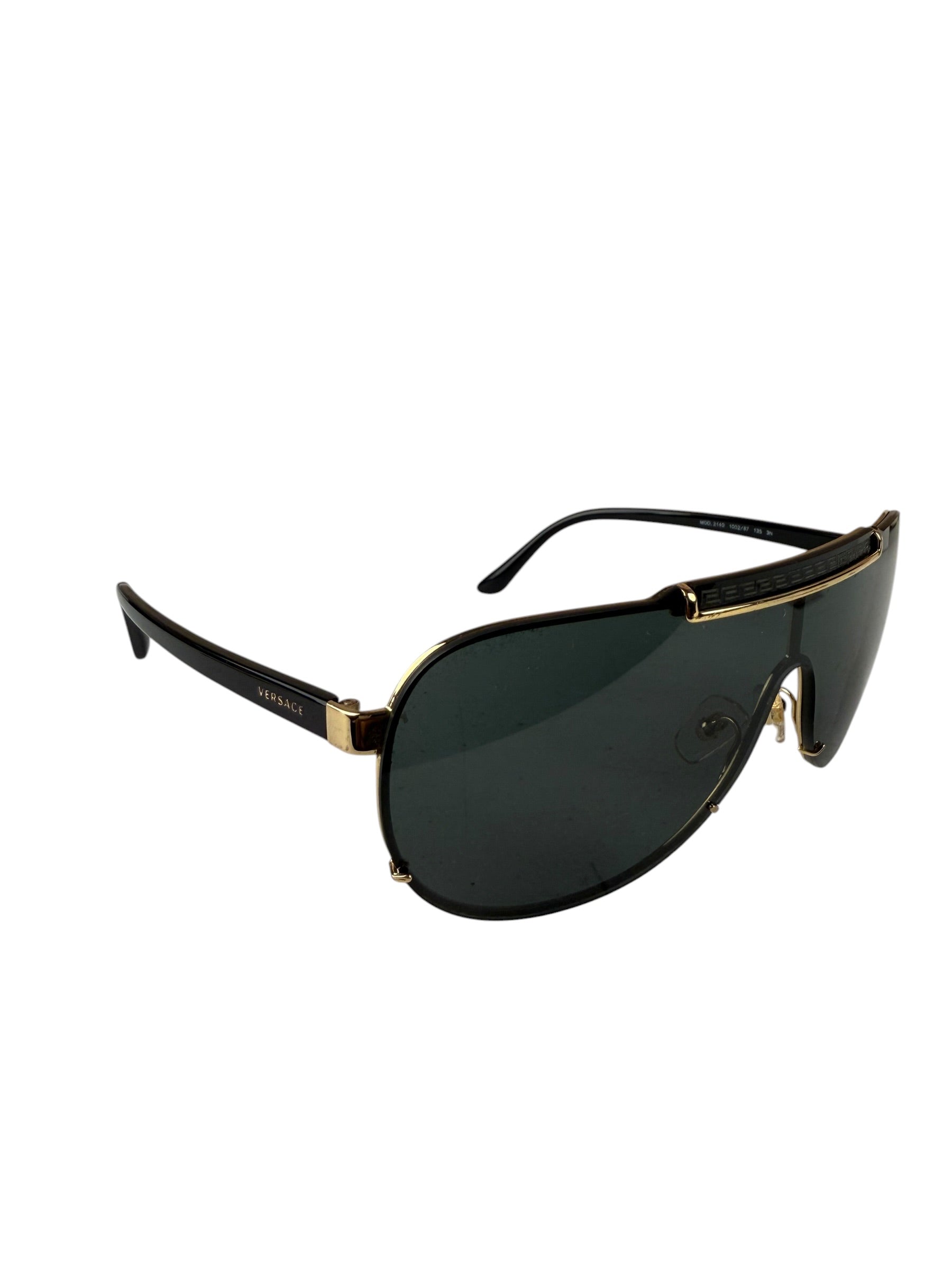 Versace VE2140 Striking Gold Greca Pattern On Top Bar Sunglasses