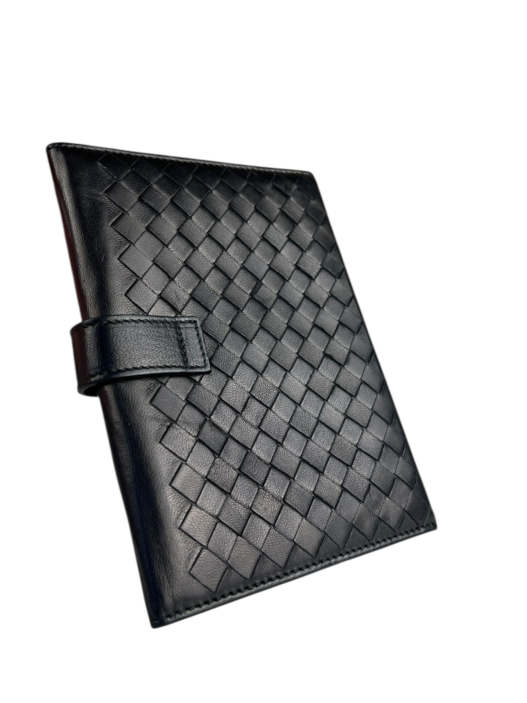 Bottega Veneta Intercciato Black Passport Holder
