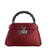 Gucci Burgundy Satin Bamboo Top Handle Bag