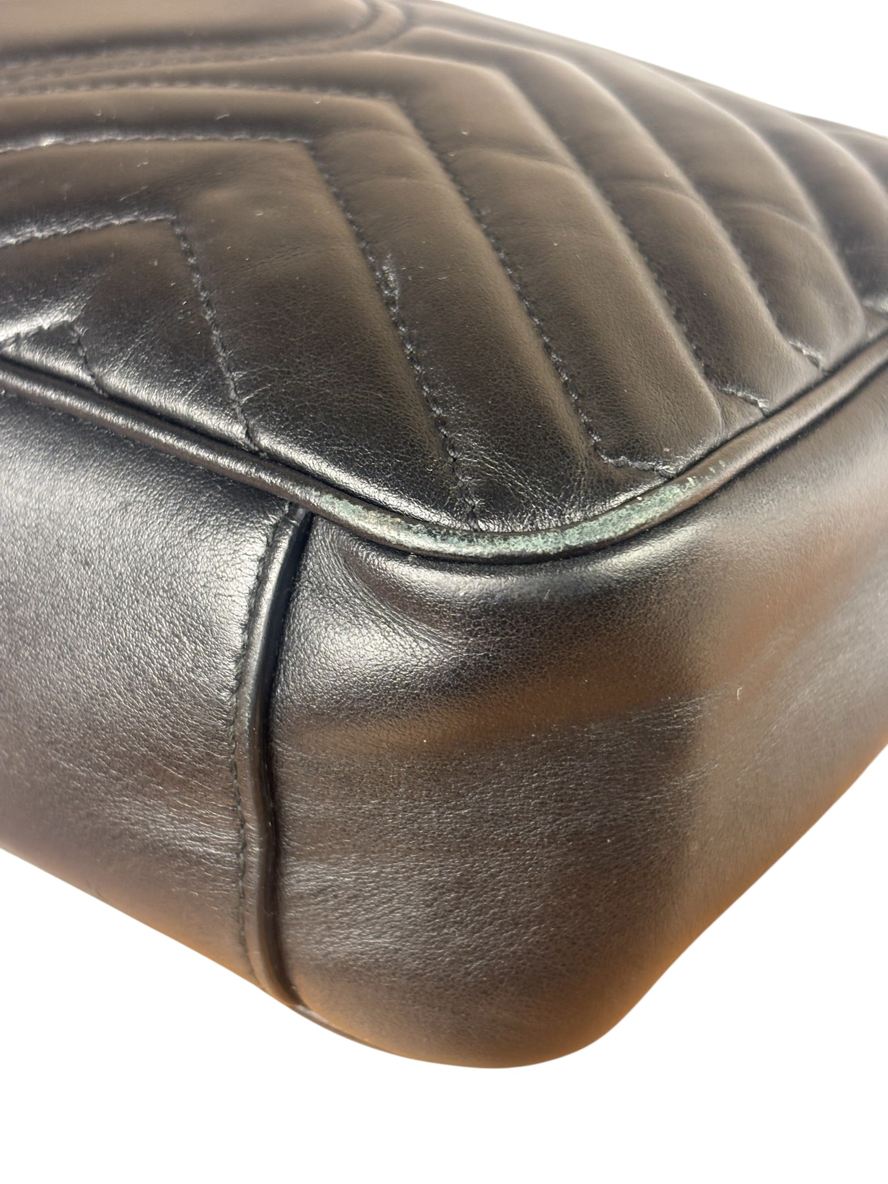 Gucci GG Black Marmont Leather Medium Shoulder Bag