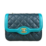 Chanel Quilted Mini Two-Tone Blue Day Flap Bag 2017
