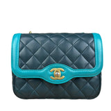 Chanel Quilted Mini Two-Tone Blue Day Flap Bag 2017