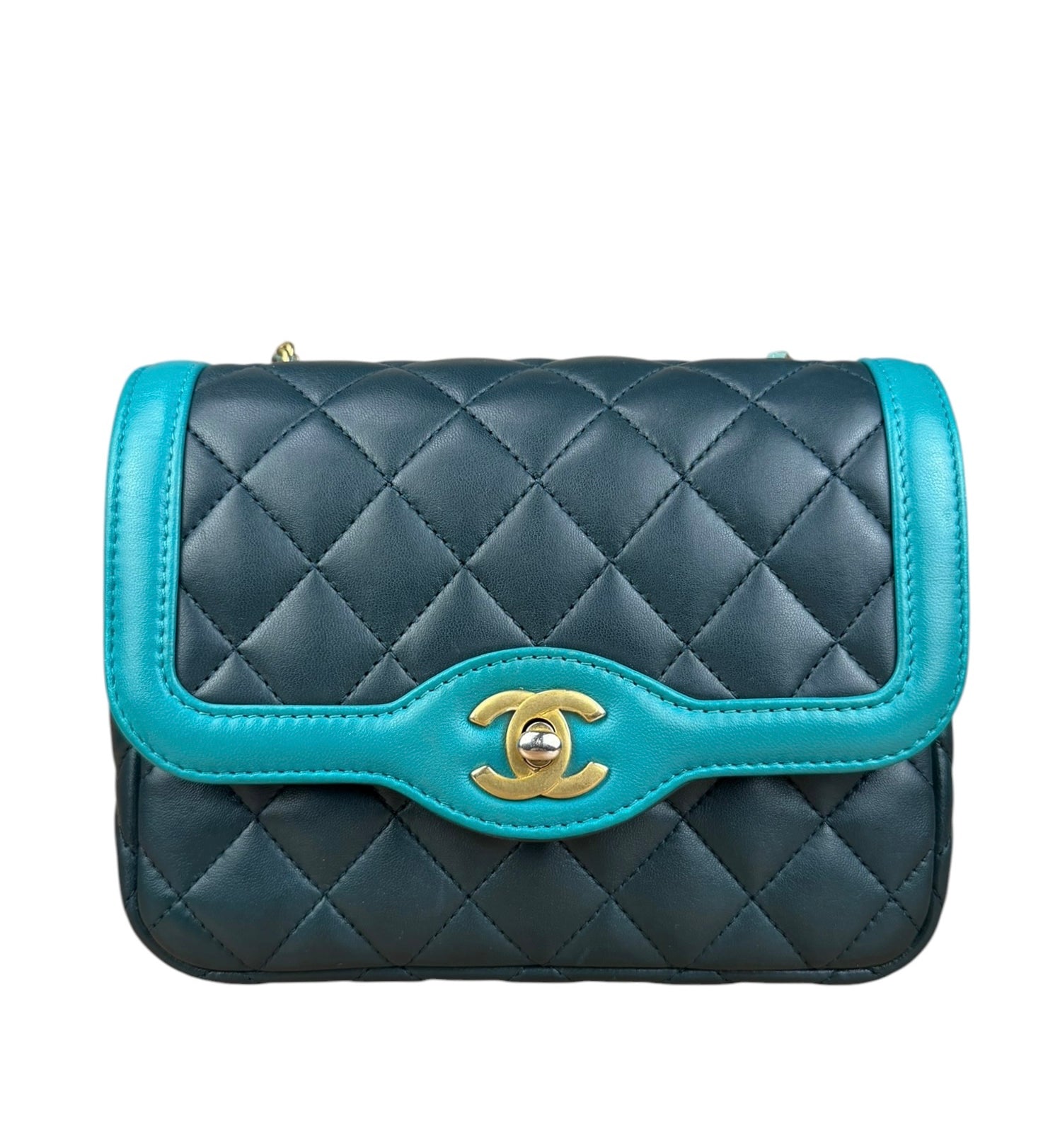 Chanel Quilted Mini Two-Tone Blue Day Flap Bag 2017