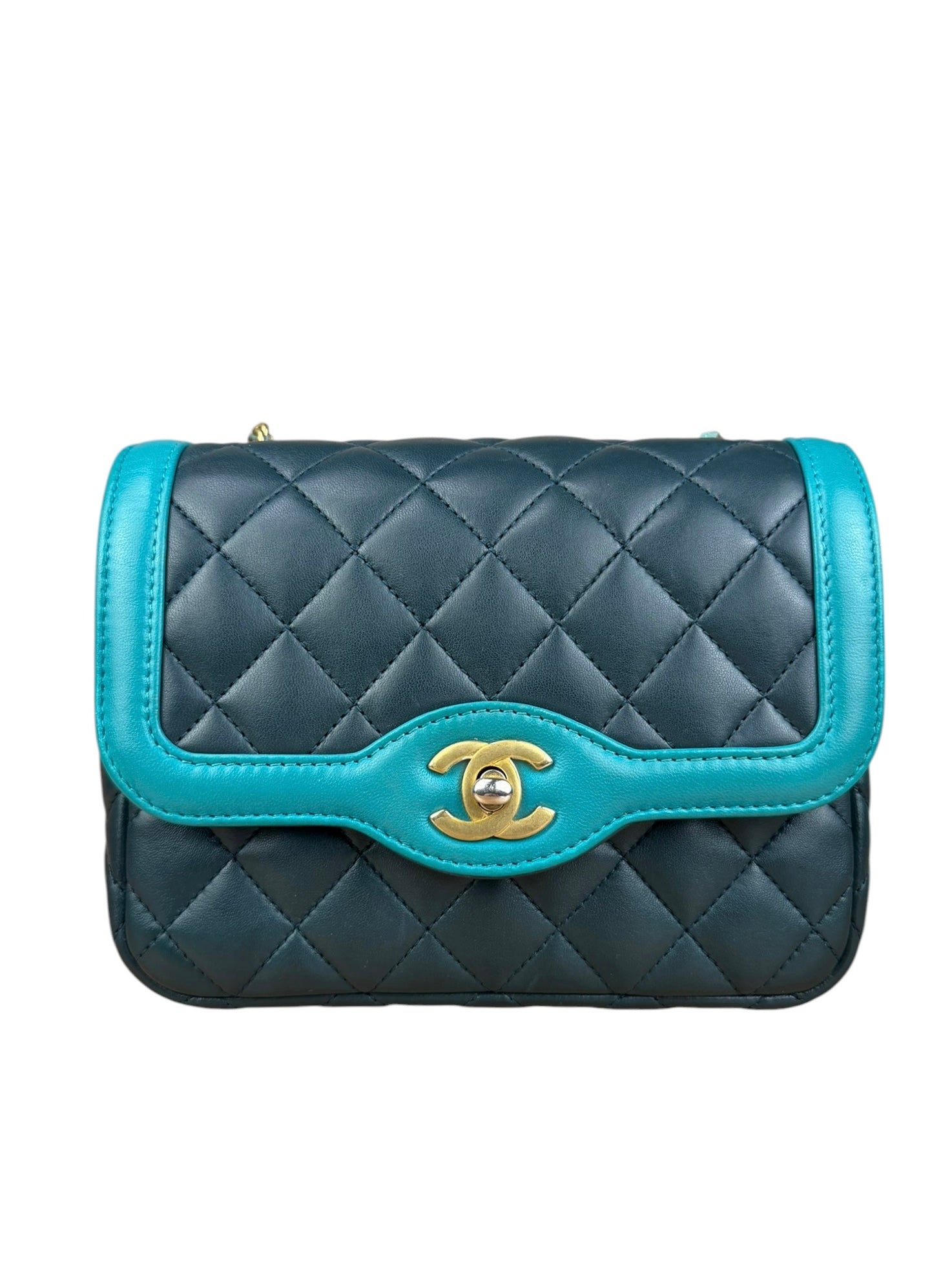 Chanel Quilted Mini Two-Tone Blue Day Flap Bag 2017