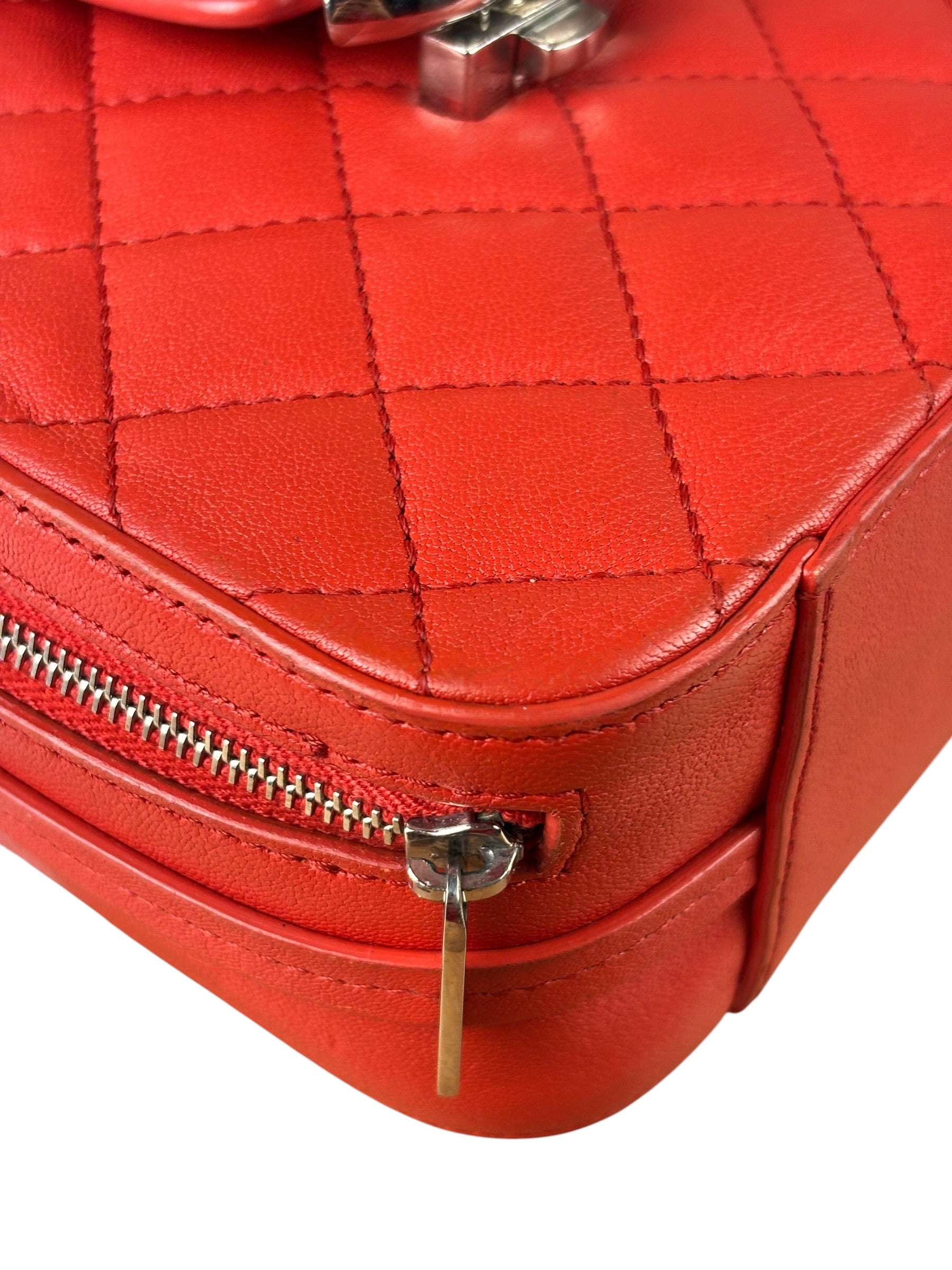 Chanel Red Quilted Lambskin Nano CC Box Camera Bag 2018