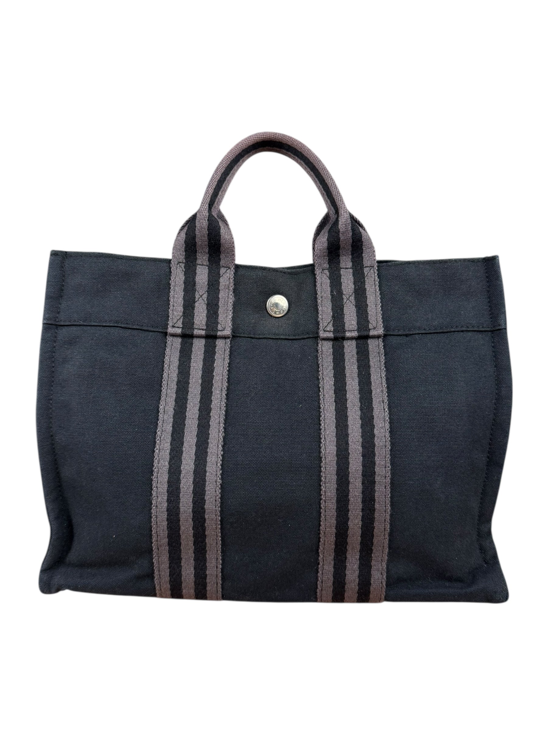 Hermes Black Fourre Tout Canvas Tote