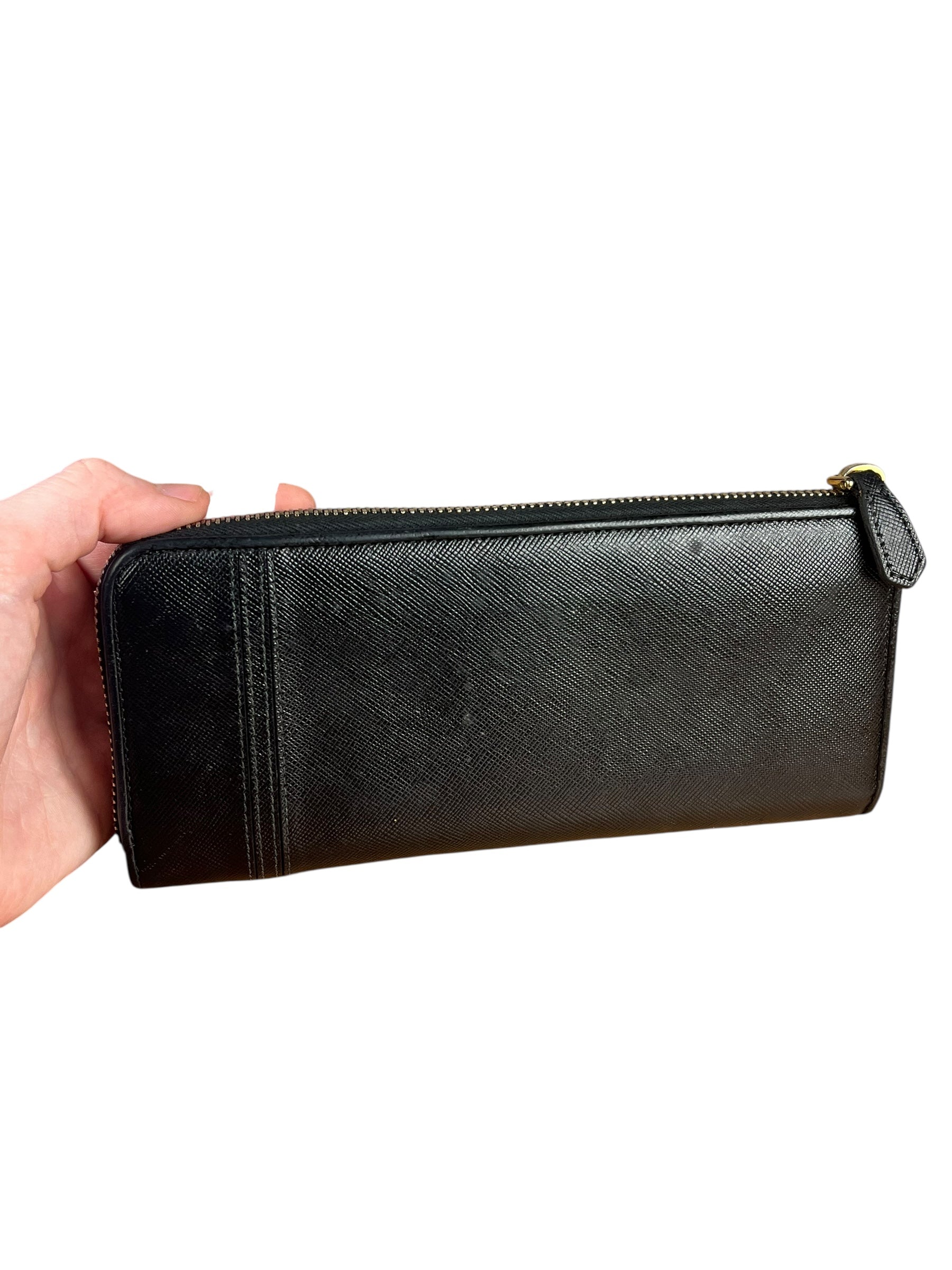 Prada Black Saffiano Leather Long Wallet