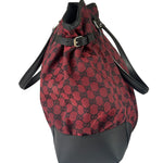 Gucci Red/Black Leather Trim GG Full Moon Tote