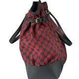 Gucci Red/Black Leather Trim GG Full Moon Tote