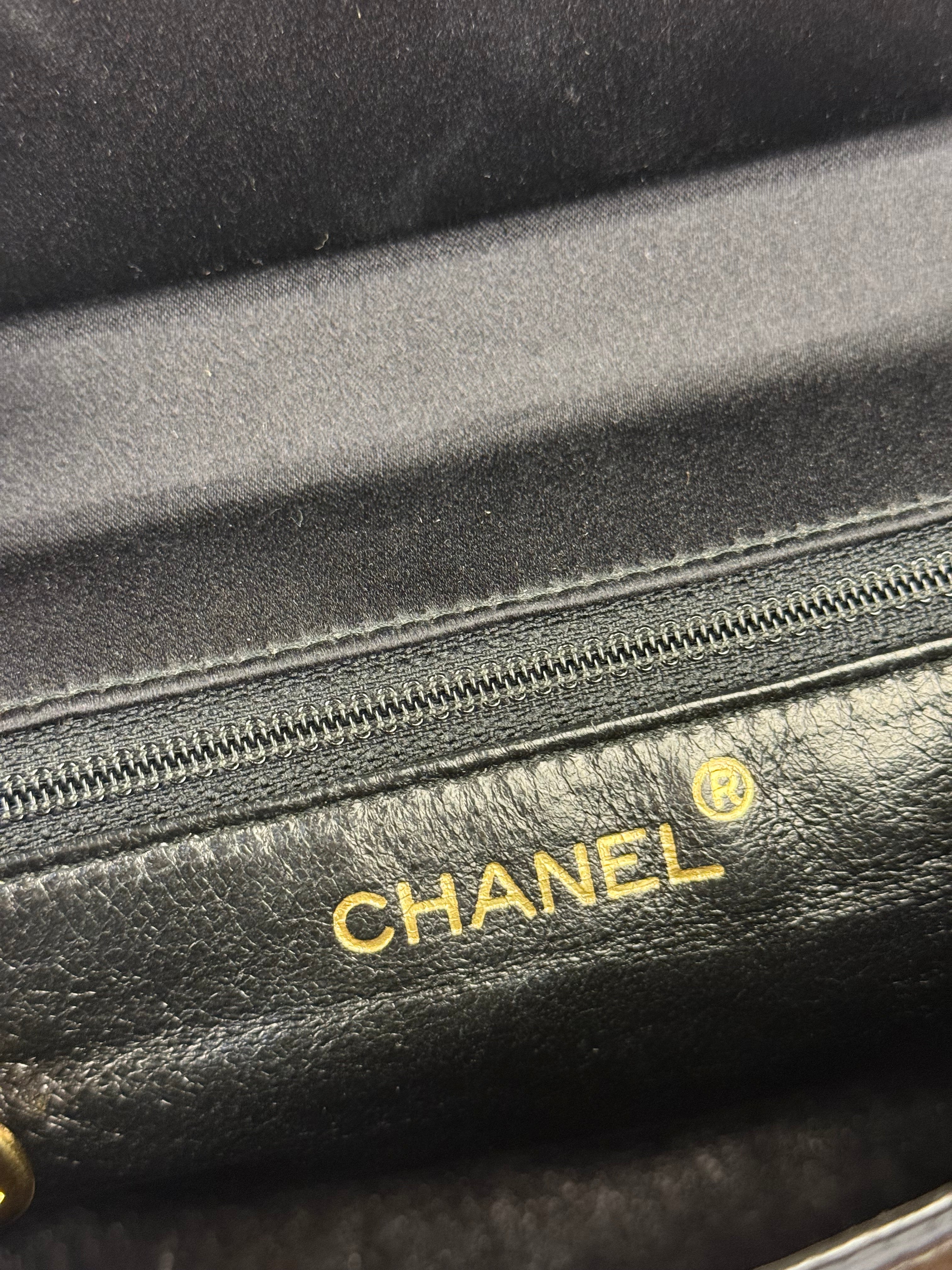 Chanel Vintage Black Mini Satin Flap Braided Shoulder Bag
