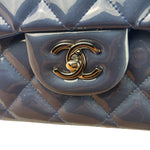 Chanel Perl Glossy Blue Quilted Patent Leather Double Flap Bag 2012