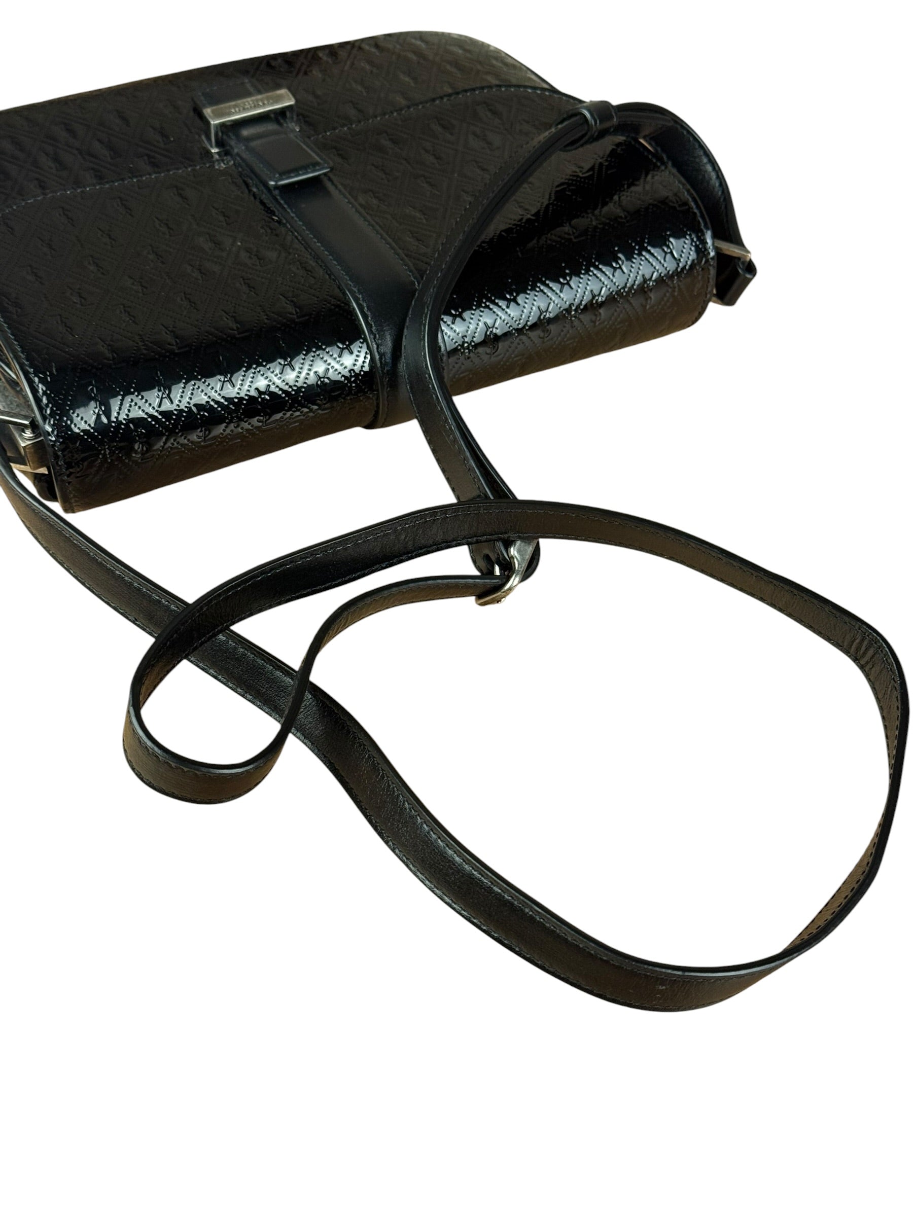 Saint Laurent Black Monogram Patent Leather Shoulder Bag