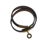Hermes Black Leather Kelly Double Tour Bracelet