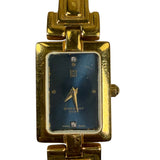 Givenchy Blue Rectangular Dial Gold Plated Bangle Watch