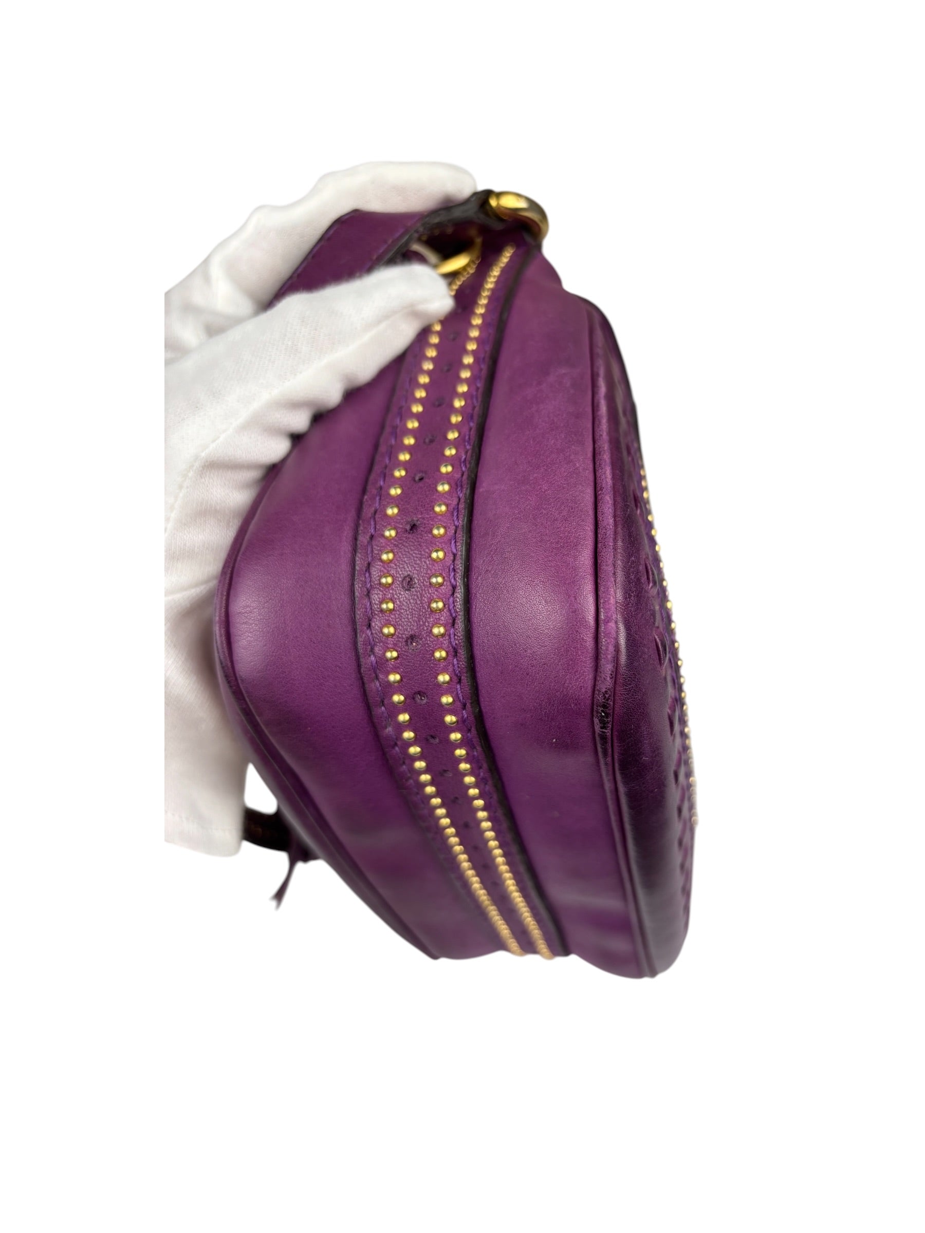 Gucci Vintage Purple Leather Small Snaffle Bit Shoulder Bag