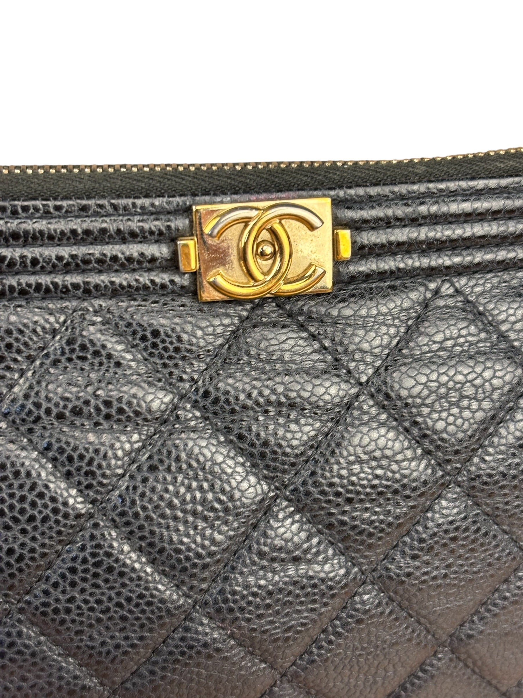 Chanel Navy Blue Quilted Leather Small Boy O-Case Clutch 2019