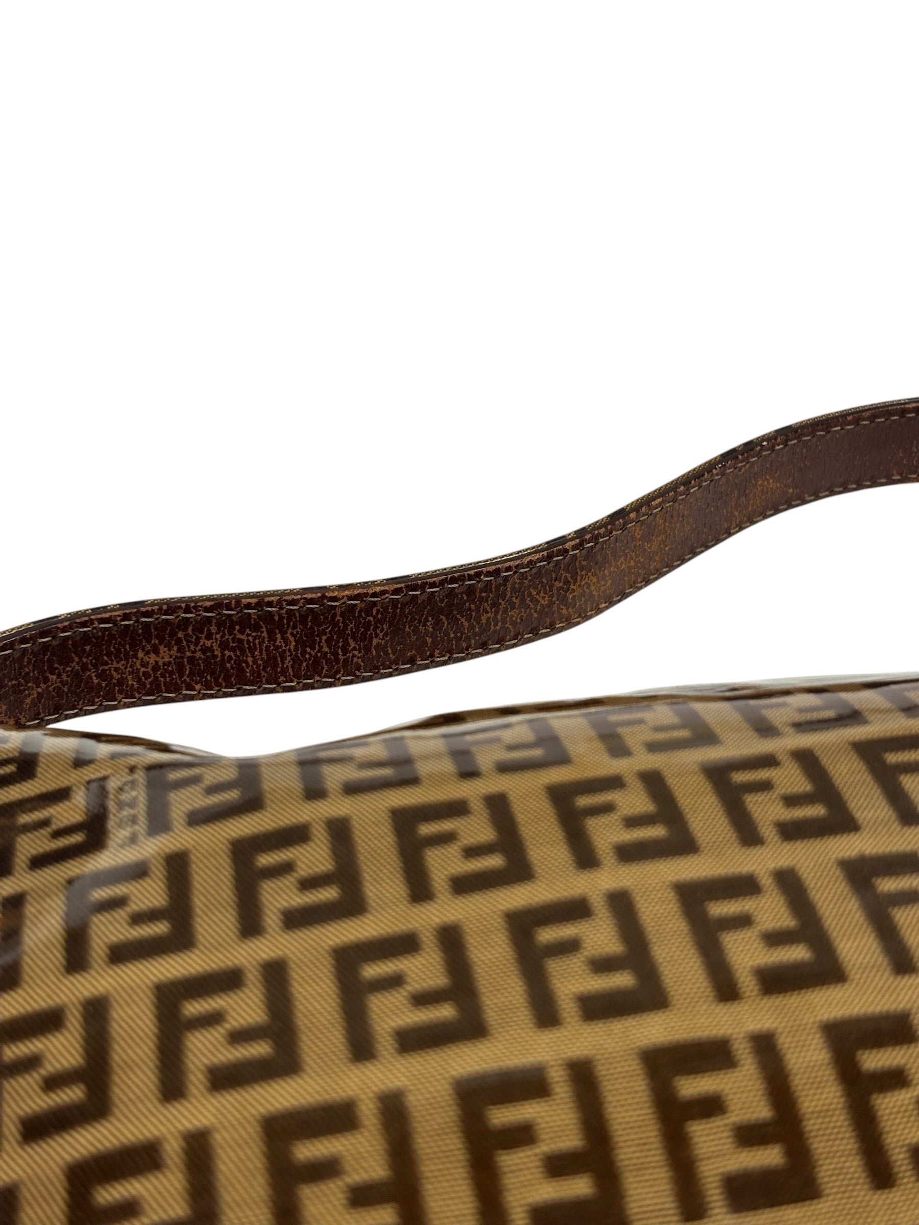 Fendi Brown Vinyl Zucca Baguette