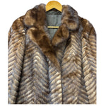 Vintage Hazel Brown Chevron Stripped Mink Fur Coat