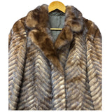 Vintage Hazel Brown Chevron Stripped Mink Fur Coat