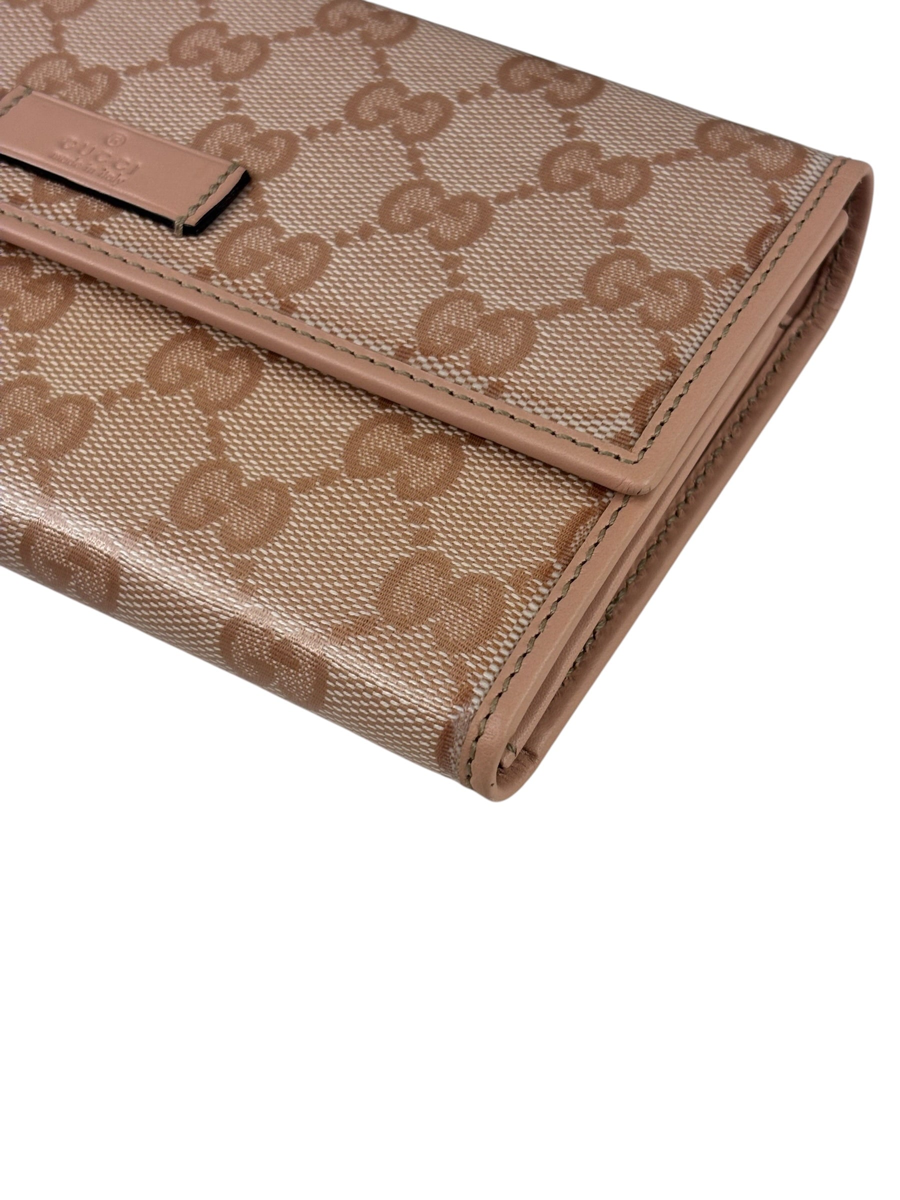 Gucci GG Pink Crystal Canvas Long Wallet