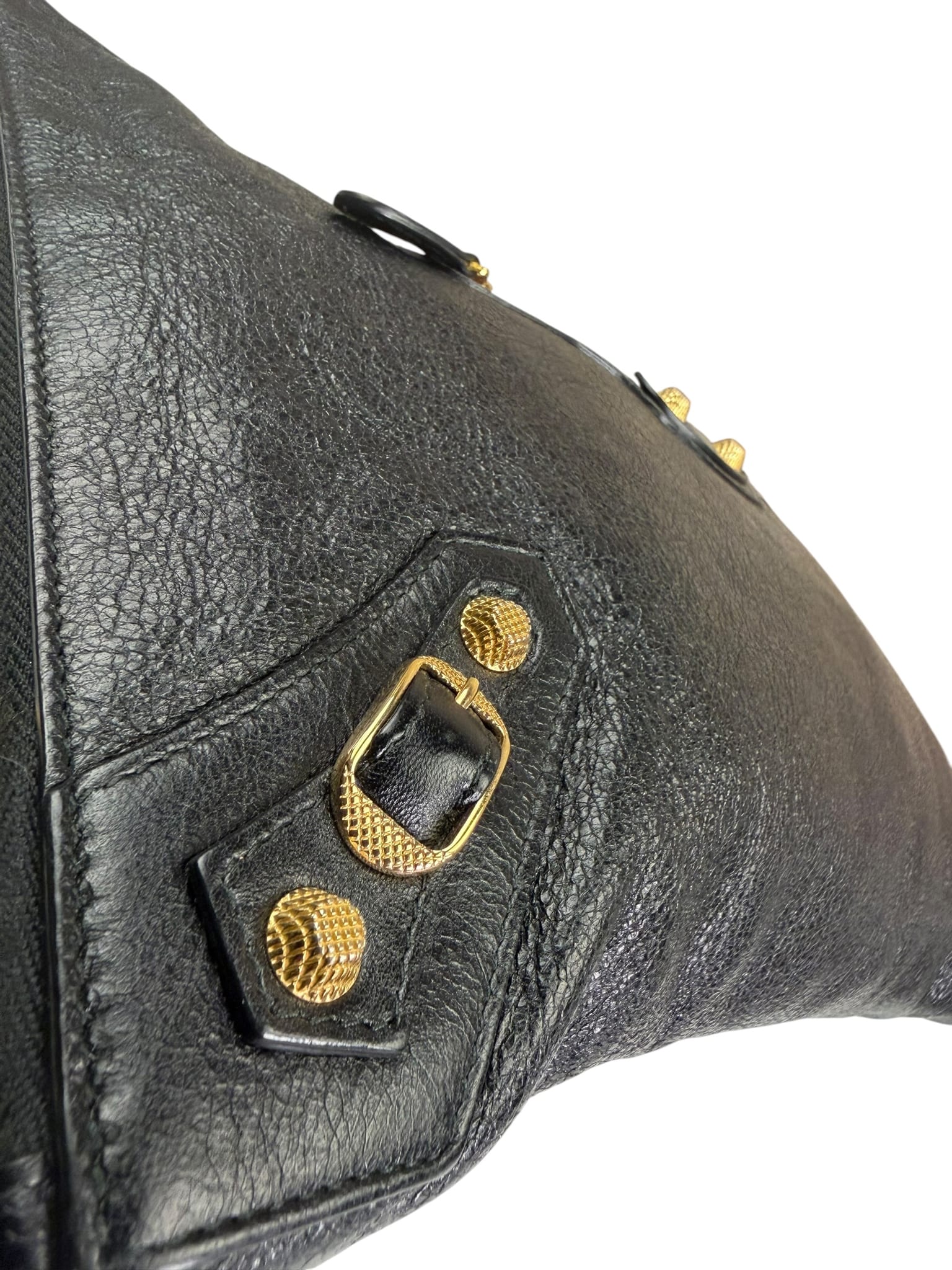 Balenciaga Black Lambskin Motocross Giant 12 Zip Around Flap Clutch
