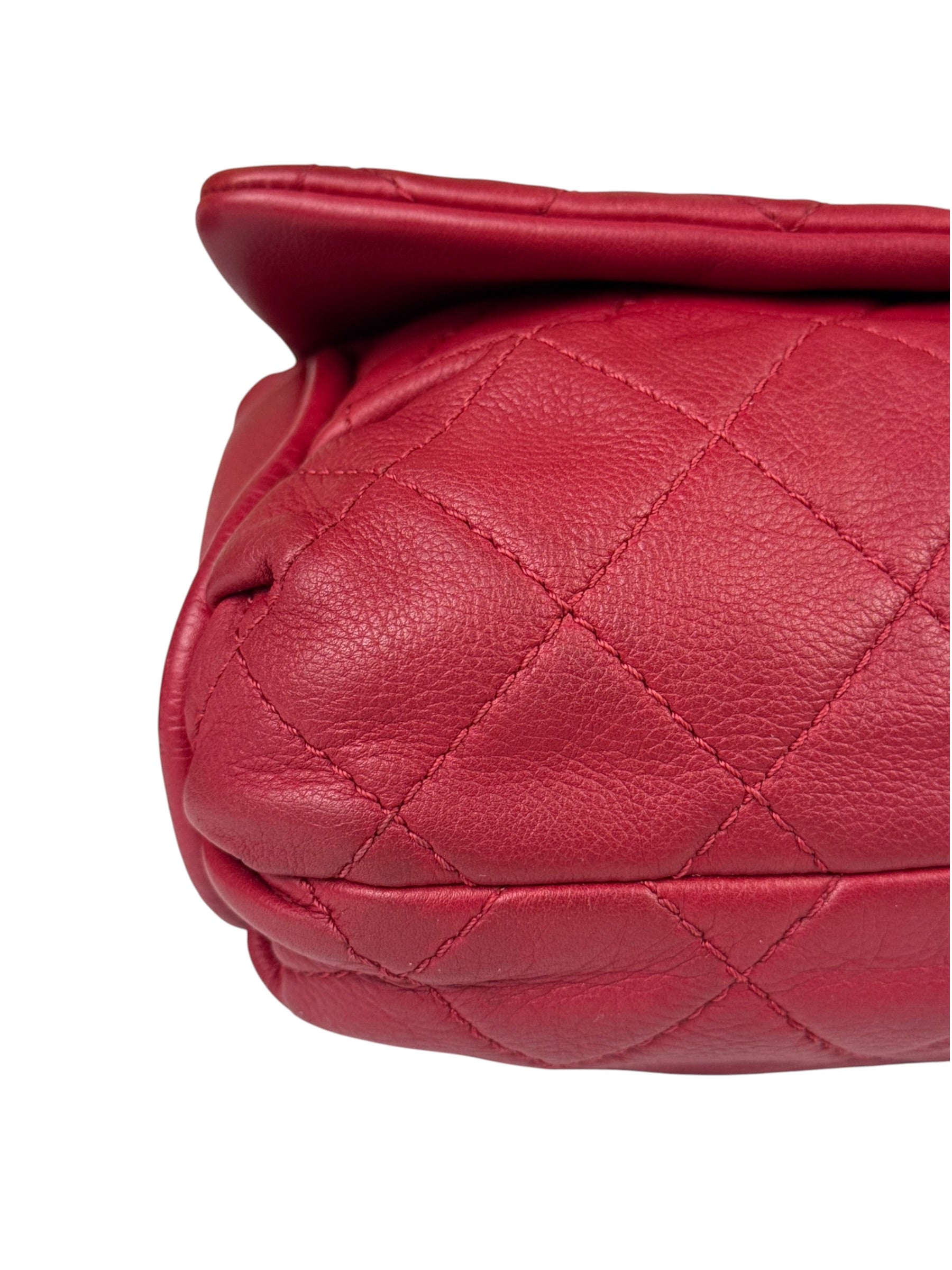 Chanel Red Quilted Leather CC Curvy Flap Bag 2015