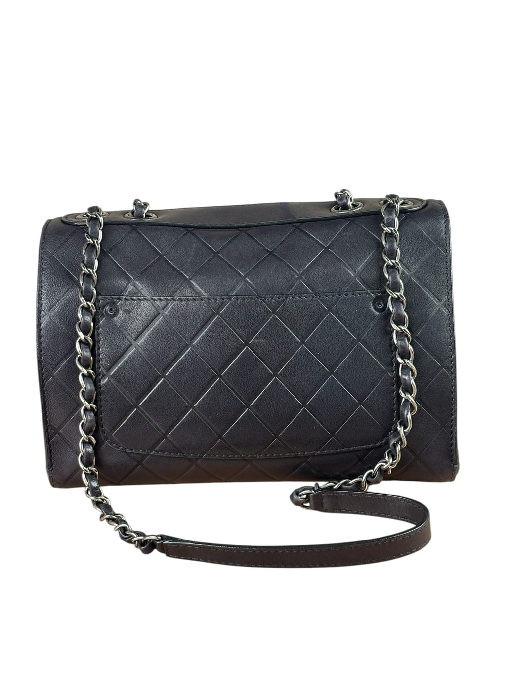 Chanel Black Embossed Leather CC Clasp Flap Bag 2015