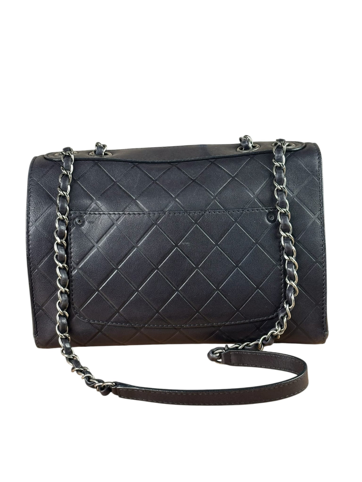 Chanel Black Embossed Leather CC Clasp Flap Bag 2015