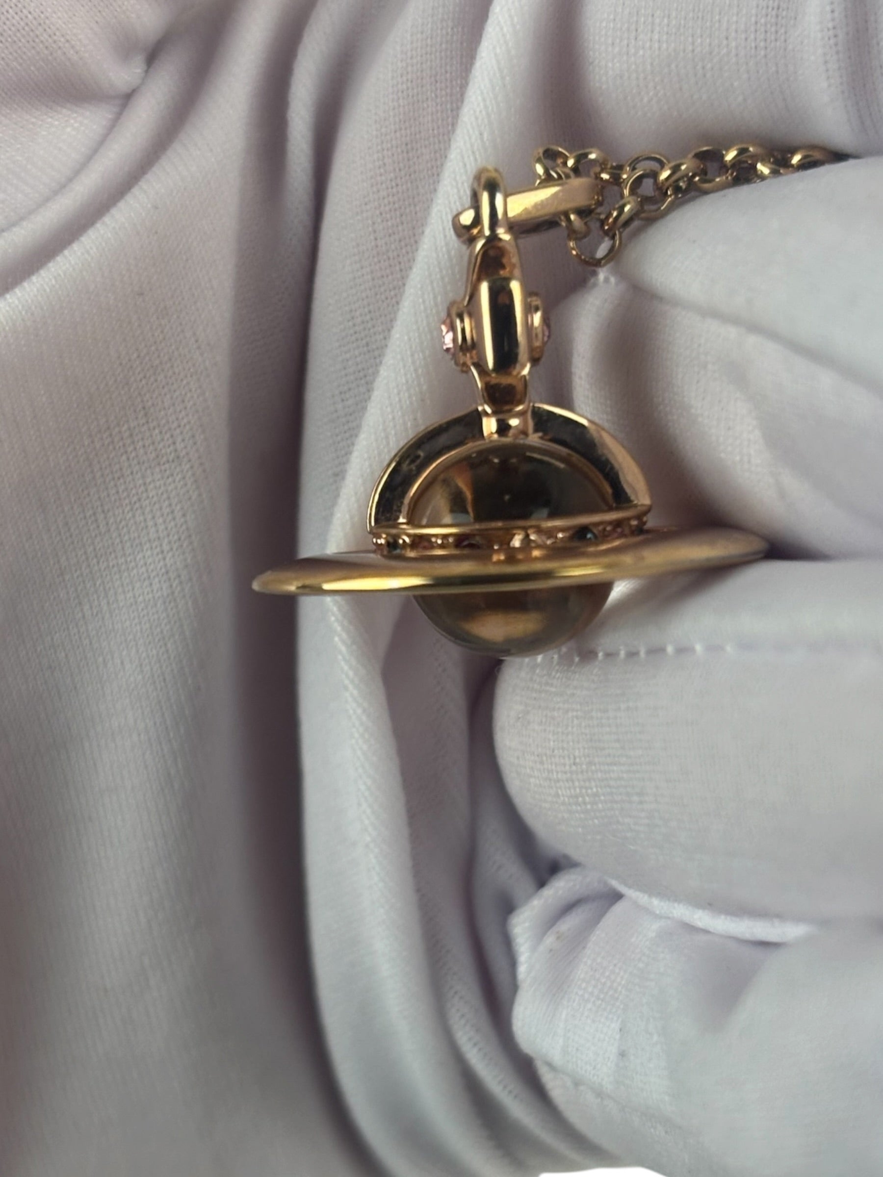 Vivienne Westwood Oval Crystal Stone Medallion Pendant Necklace