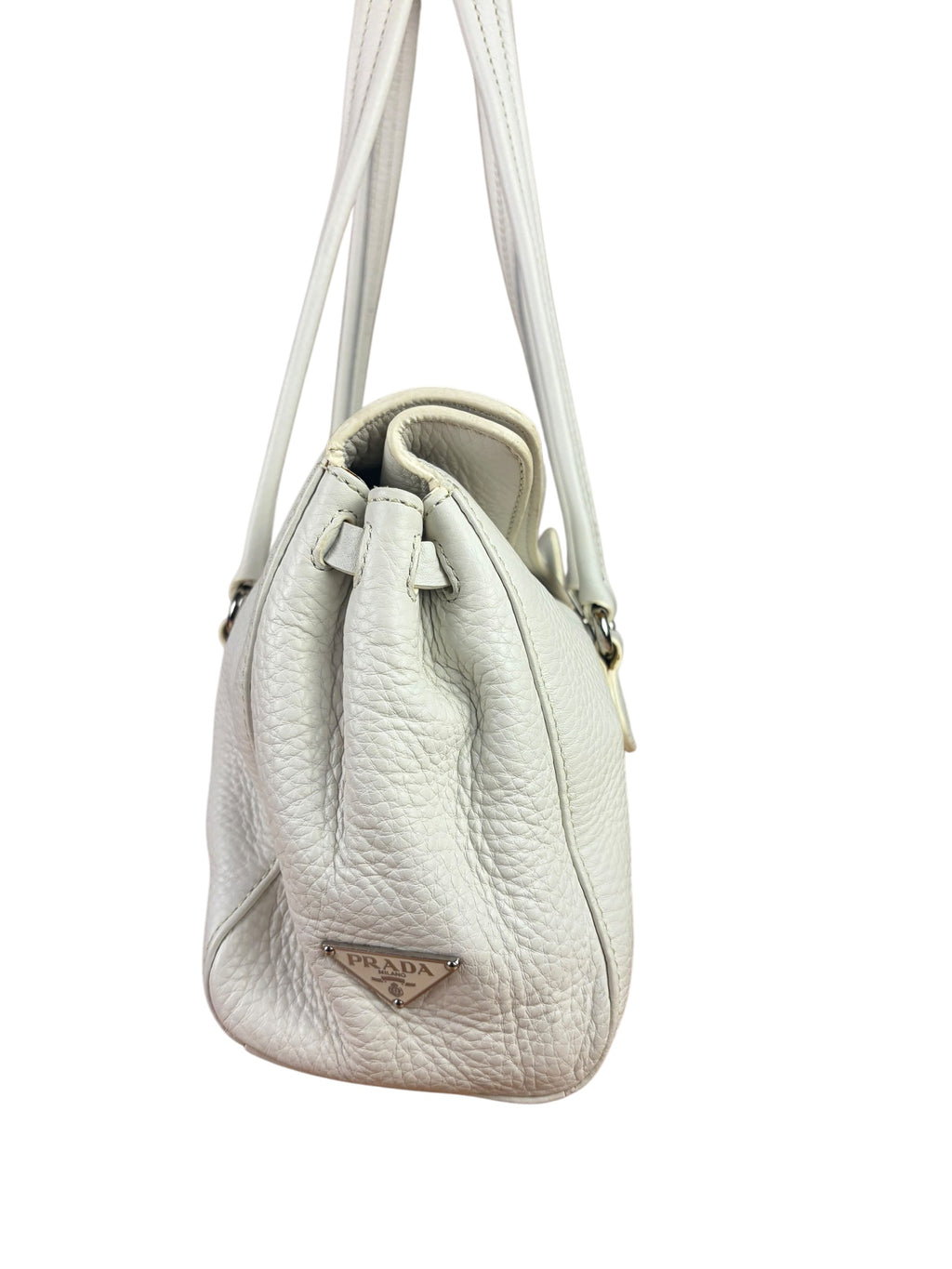 Prada White Leather Vitello Daino Easy Shoulder Bag