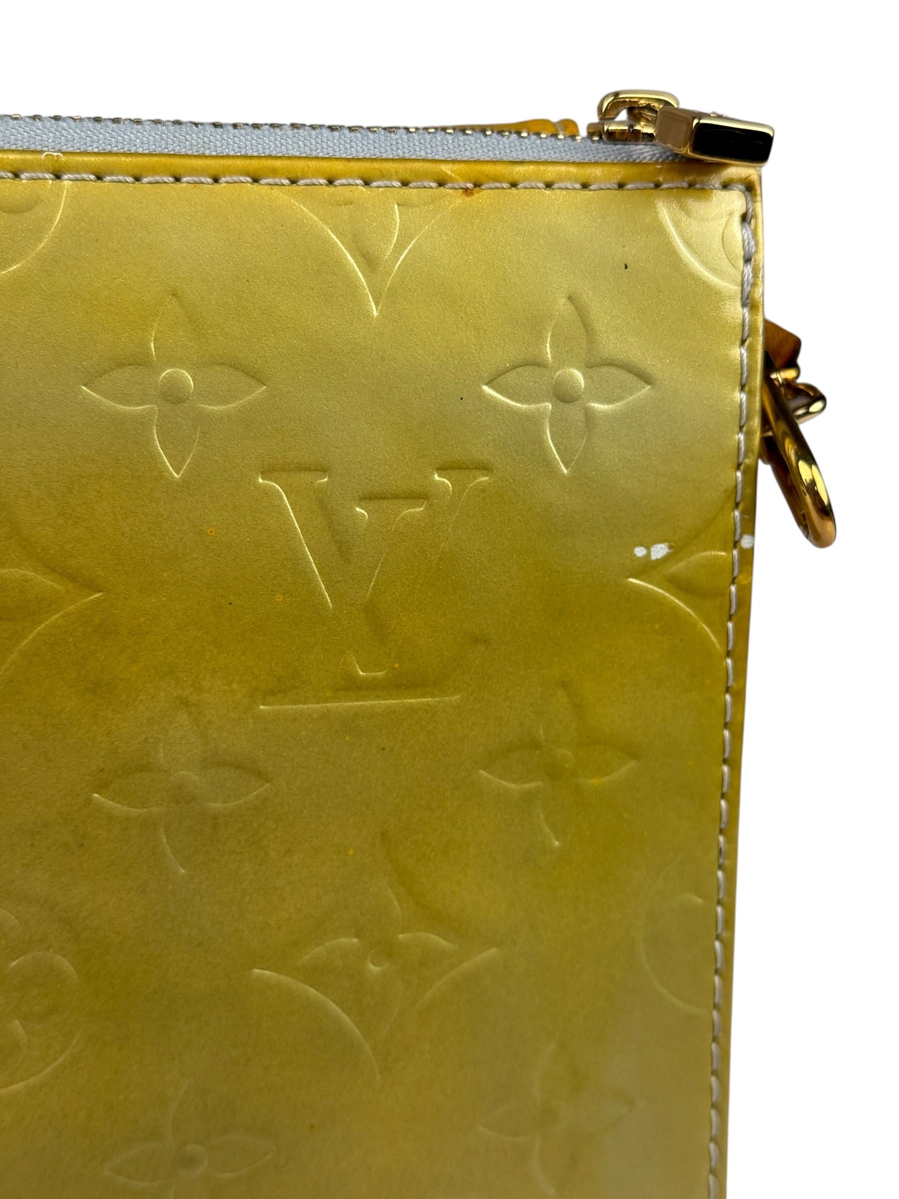 Louis Vuitton Yellow Patent Leather Vernis Mott Accessory Pouch