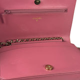 Chanel Pink Lambskin Mademoiselle Flap Wallet On Chain 2018