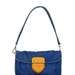 Prada Vintage Cobalt Blue Canvas Flap Shoulder Bag
