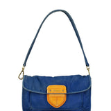 Prada Vintage Cobalt Blue Canvas Flap Shoulder Bag