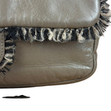 Chanel Taupe Leather Funny Tweed Fringe Flap Bag 2010