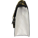Chanel Vintage White/Black Quilted Lambskin Trapezoid Flap Bag 1990's