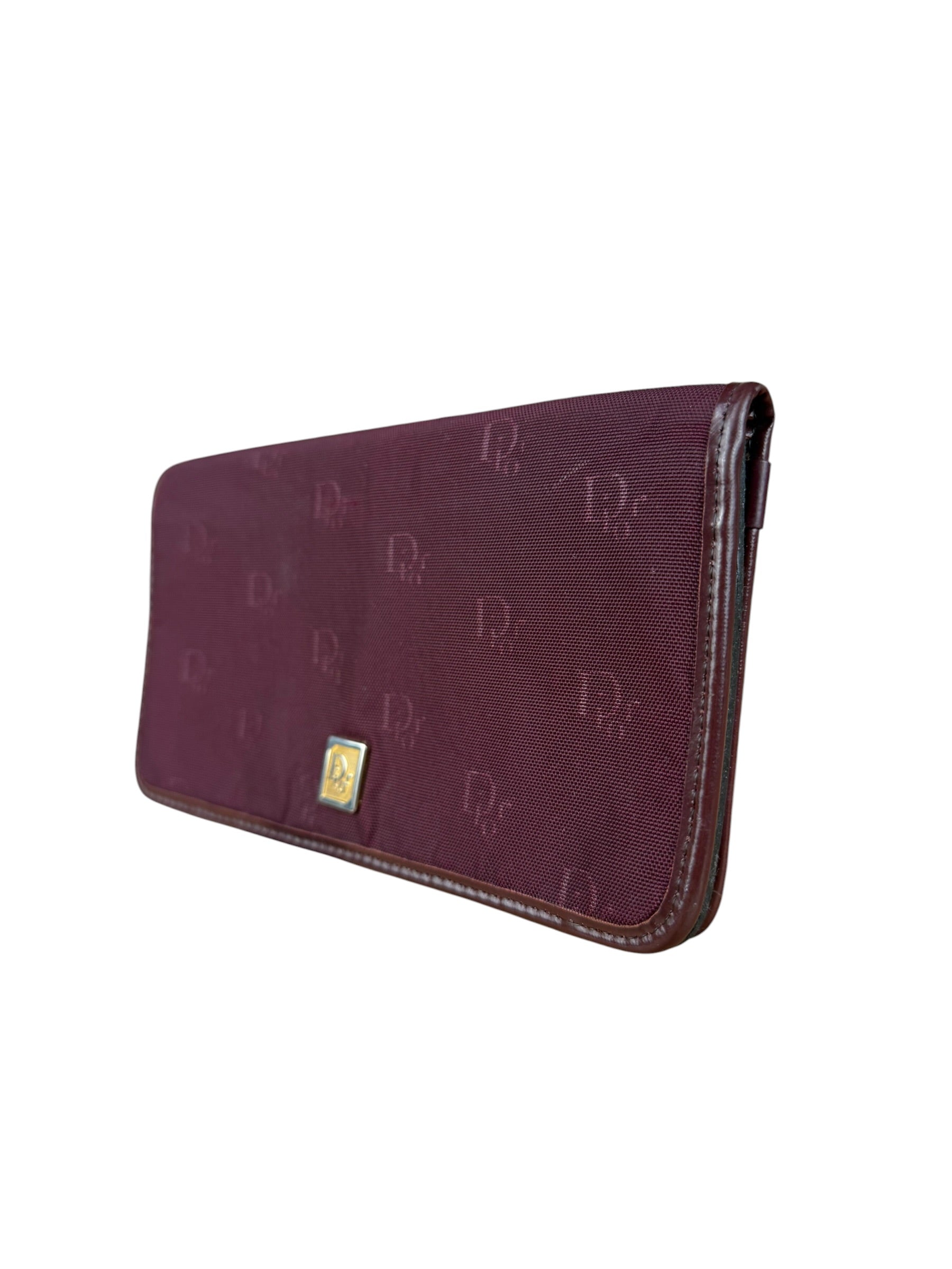 Christian Dior Vintage Canvas Maroon Long Wallet