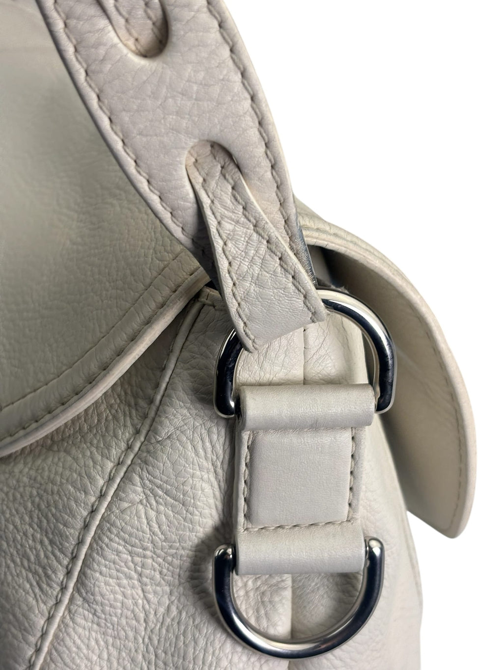 Gucci White Leather Techno Horsebit Shoulder Bag