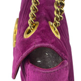 Gucci Magenta Velvet Marmont Matelasse Shoulder Bag