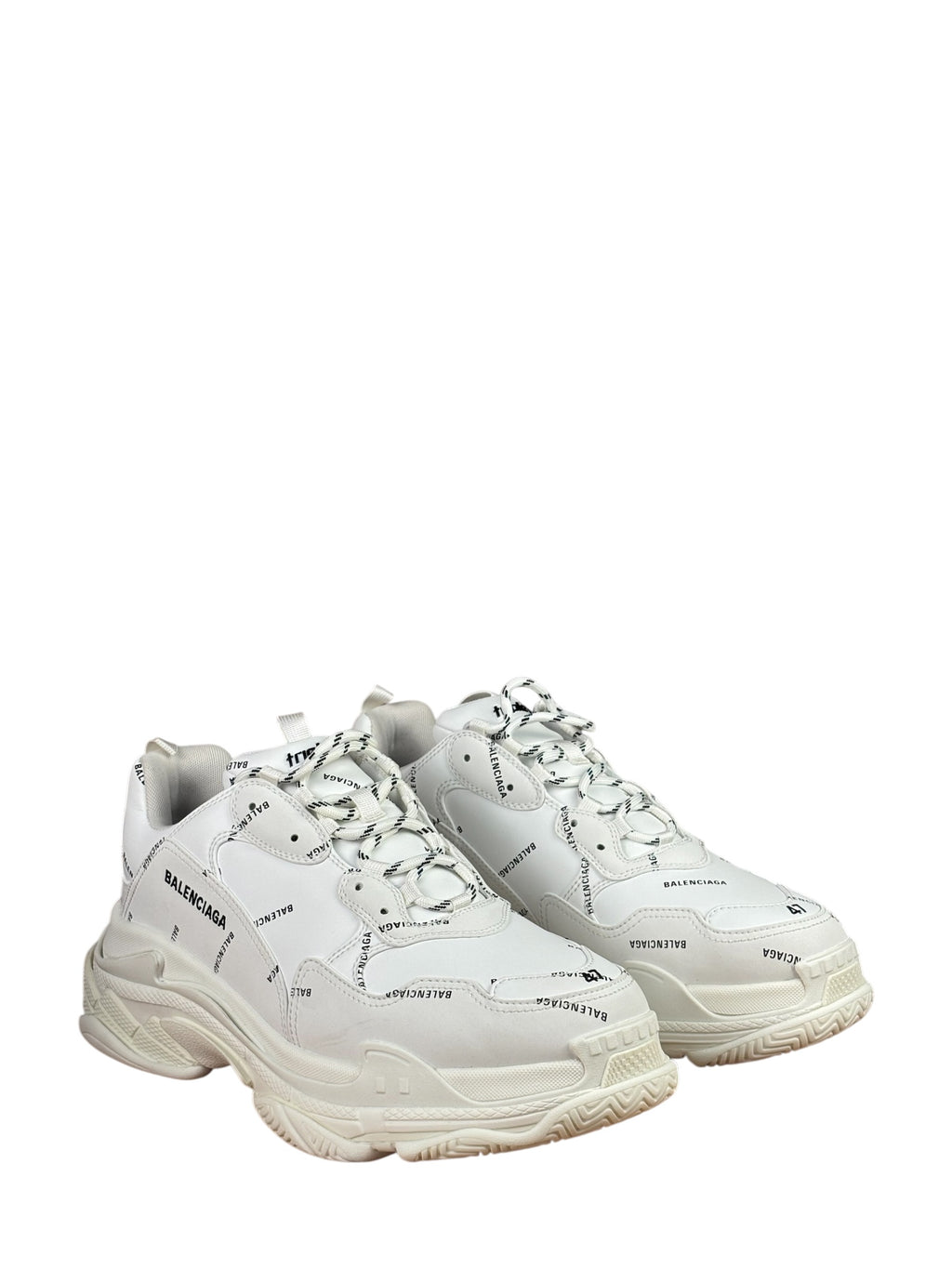 Balencaiga Triple S Sneakers All Over Logo White
