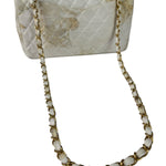 Chanel White Denim/Leather Trim Greek Collection Flower Double Flap Bag 2018