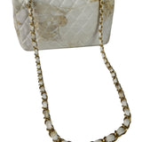 Chanel White Denim/Leather Trim Greek Collection Flower Double Flap Bag 2018